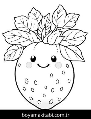 Çilek boyama sayfası – eğlenceli etkinlik, el becerilerini geliştirir