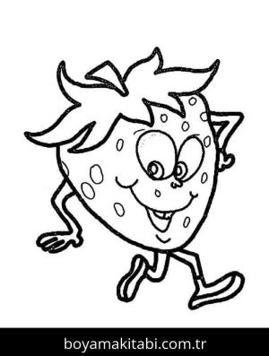 Çilek boyama sayfası – kolay boyama, eğitici aktivite