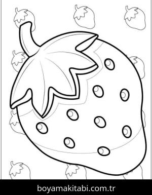 Çilek boyama sayfası – el becerilerini geliştirir, boyama çalışması