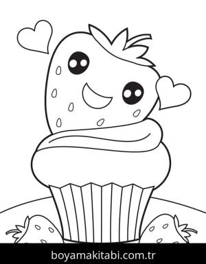 Çilek boyama sayfası – el becerilerini geliştirir, boyama çalışması