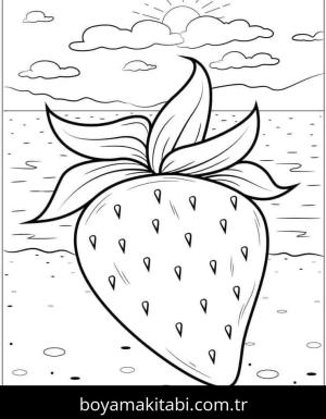 Çilek boyama sayfası – renkli çizimler, okul öncesi