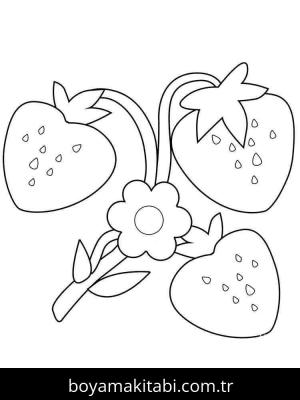 Çilek boyama sayfası – çocuk aktivitesi, PDF indir