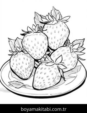 Çilek boyama sayfası – çocuklar için, çizgi film temalı