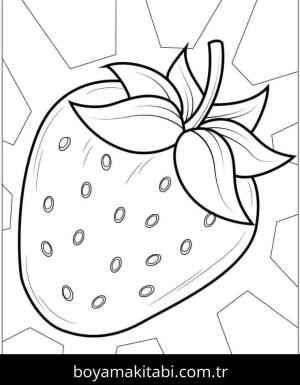 Çilek boyama sayfası – sevimli karakter, sanatsal çalışma