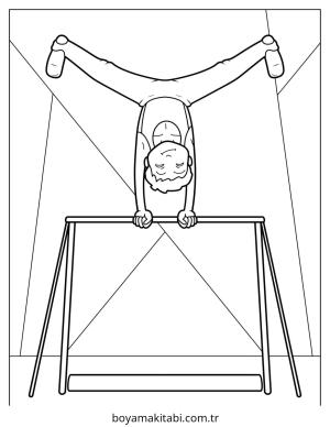 Cimnastik boyama sayfası – sevimli karakter, sanatsal çalışma