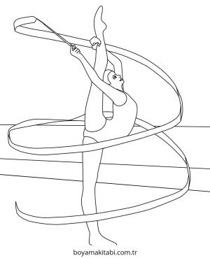 Cimnastik boyama sayfası – çocuk aktivitesi, PDF indir