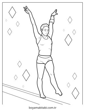 Cimnastik boyama sayfası – PDF indir, sevimli karakter