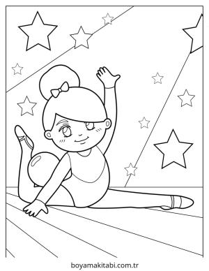 Cimnastik boyama sayfası – basit çizim, kolay boyama