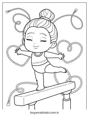 Cimnastik boyama sayfası – çocuklar için, çizgi film temalı