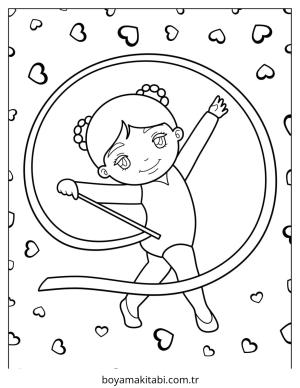 Cimnastik boyama sayfası – çizgi film temalı, basit çizim