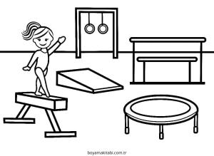 Cimnastik boyama sayfası – çocuklar için, çizgi film temalı