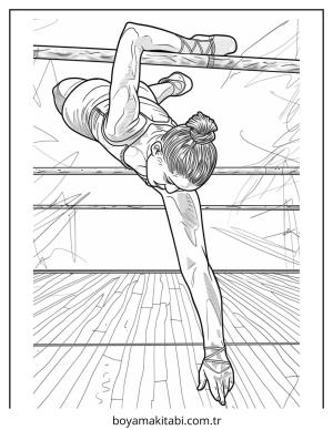 Cimnastik boyama sayfası – PDF indir, sevimli karakter