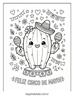 Cinco de Mayo boyama sayfası – boyama etkinliği, çocuk aktivitesi