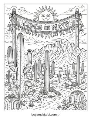 Cinco de Mayo boyama sayfası – keyifli zaman, renkli çizimler