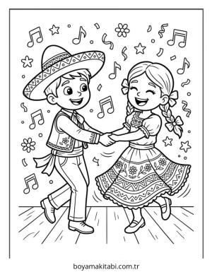 Cinco de Mayo boyama sayfası – çocuklar için, çizgi film temalı