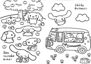 Cinnamoroll boyama sayfası,  coloring page, Cinnamoroll Otobüsü Çiz, 