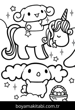 Cinnamoroll boyama sayfası – boyama etkinliği, çocuk aktivitesi