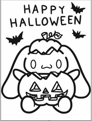 Cinnamoroll boyama sayfası,  coloring page, Cadılar Bayramı Cinnamoroll’u çiz, 