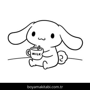 Cinnamoroll boyama sayfası – çizgi film temalı, basit çizim