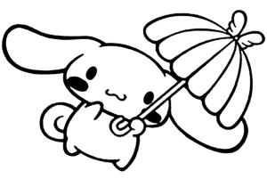 Cinnamoroll boyama sayfası,  coloring page, Şemsiye ile Cinnamoroll çizin, 