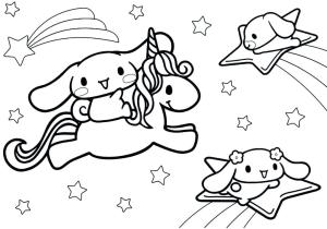 Cinnamoroll boyama sayfası,  coloring page, Cinnamoroll ve Unicorn’ları çizin, 