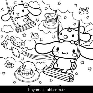 Cinnamoroll boyama sayfası – çocuk aktivitesi, PDF indir