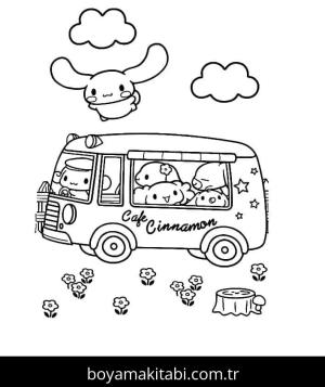 Cinnamoroll boyama sayfası – çizgi film temalı, basit çizim