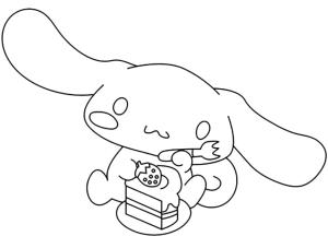 Cinnamoroll boyama sayfası,  coloring page, Cinnamoroll Bir Pasta ile Çiz, 