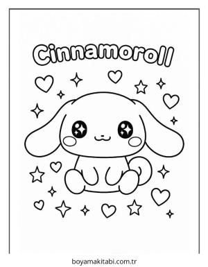 Cinnamoroll boyama sayfası – çizgi film temalı, basit çizim