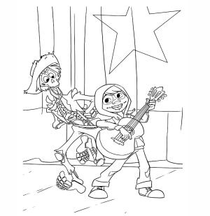 Coco boyama sayfası,  coloring page, Miguel ve Hector Resim, 