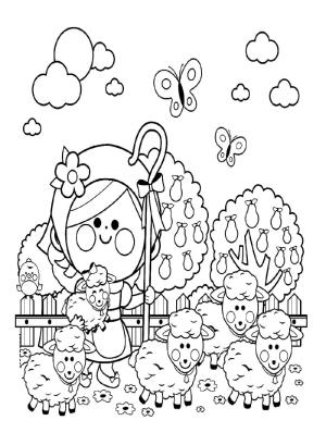 Çoban boyama sayfası,  coloring page, Kız Çoban ve Kuzusu, 