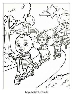 CoComelon boyama sayfası – eğlenceli etkinlik, el becerilerini geliştirir