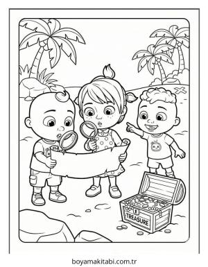 CoComelon boyama sayfası – el becerilerini geliştirir, boyama çalışması