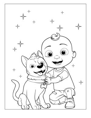 CoComelon boyama sayfası,  coloring page, Bingo köpek bebek JJ’i seviyor, 