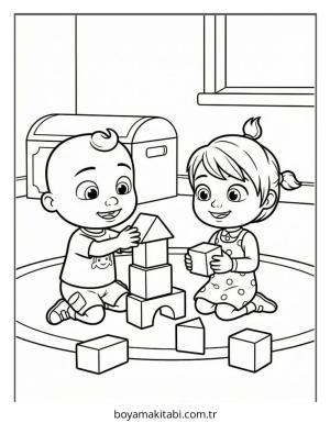 CoComelon boyama sayfası – sevimli karakter, sanatsal çalışma