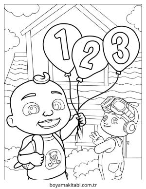 CoComelon boyama sayfası – renkli çizimler, okul öncesi