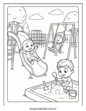 CoComelon boyama sayfası – basit çizim, kolay boyama