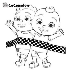 CoComelon boyama sayfası,  coloring page, Cody ve JJ, yarışmanın kazananlarıdır., 