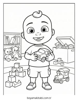 CoComelon boyama sayfası – el becerilerini geliştirir, boyama çalışması