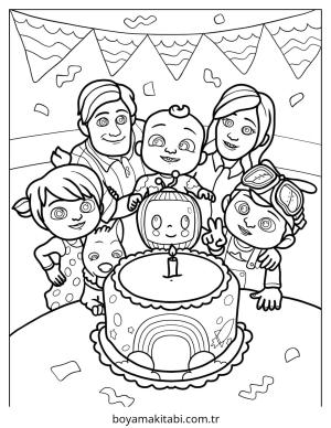 CoComelon boyama sayfası – kolay boyama, eğitici aktivite