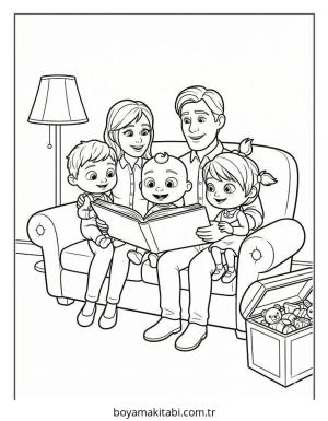 CoComelon boyama sayfası – basit çizim, kolay boyama