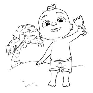 CoComelon boyama sayfası,  coloring page, Sahilde Küçük Johnny boyama oyunu, 