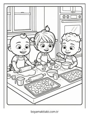 CoComelon boyama sayfası – çizgi film temalı, basit çizim