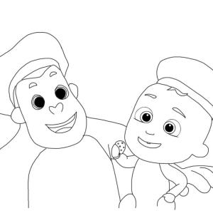 CoComelon boyama sayfası,  coloring page, Küçük Johnny ve Maymun Cocomelon boyama oyunu, 