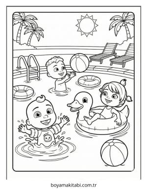 CoComelon boyama sayfası – keyifli zaman, renkli çizimler