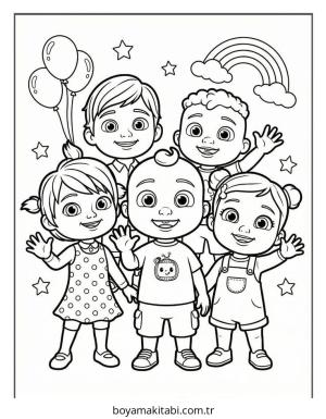 CoComelon boyama sayfası – okul öncesi, evde etkinlik