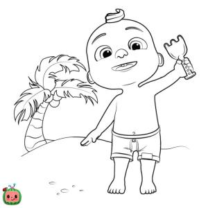 CoComelon boyama sayfası,  coloring page, Serinin ana çocuğu kumda oynamayı çok seviyor., 