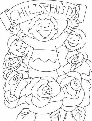 Çocuk Bayramı boyama sayfası,  coloring page, Yazdırılabilir Çocuk Bayramı Anahat, 