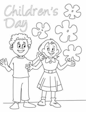 Çocuk Bayramı boyama sayfası,  coloring page, Çocuk Bayramı Resmi Anahat, 