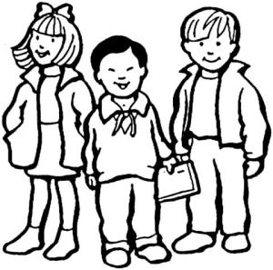 Çocuklar boyama sayfası,  coloring page, Üç çocuk çizimi, 